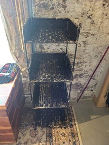 Black Wicker 4 Tier Shelf Stand Boho Storage Etagere 15x15x48