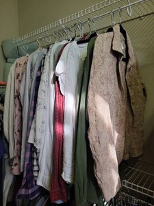 Box Lot of Assorted Womens Button-Up Shirts & Lightweight Jackets
