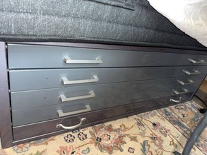 Industrial Gray Metal Flat File Cabinet 5 Drawer Storage 46in