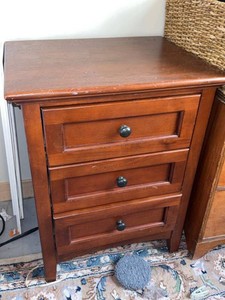 3-Drawer Wooden Nightstand End Table Cherry Finish 23x19x29