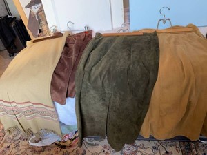 Group of Women��s Suede Skirts & Fringed Wool Wrap Mixed Sizes