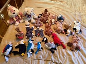 Ty Beanie Babies & Plush Animal Toy Lot Birds Dogs Wildlife