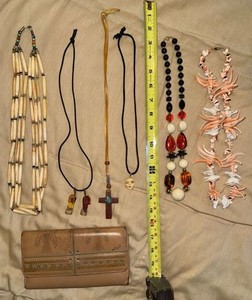 Lot of Assorted Vintage Costume Jewelry Necklaces & Southwestern Wallet