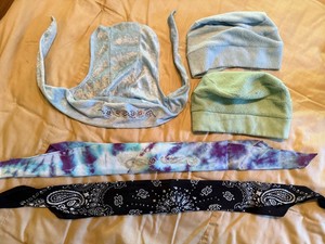 Assorted Fleece Beanies & Rhinestone Head Scarves Bandanas Lot