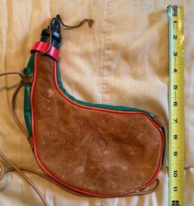 Vintage Spanish Style Leather Bota Bag Wineskin Canteen w Strap