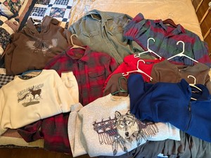 Mens Outdoor Clothing Lot Orvis Woolrich Eddie Bauer Shirts Fleece