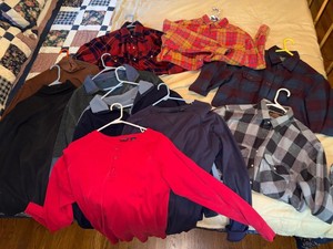 Mens Flannel Shirts & Pullovers Mixed Clothing Lot Assorted Brands