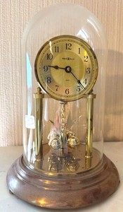 Howard Miller Quartz Anniversary Mantel Clock Glass Dome Wood Base