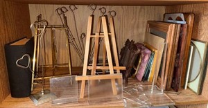 Lot of Assorted Picture Frames Easels Photo Holders Display Stands