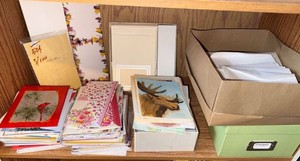 Box Lot of Assorted Greeting Cards Stationery Envelopes Ephemera