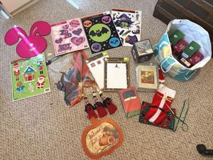 Box Lot of Assorted Holiday Decor Christmas Halloween Valentine