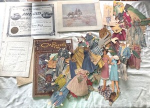 Vintage Paper Doll Cutouts & Ephemera Lot Certificates C.M. Russell