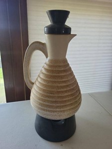 Vintage Ribbed Vacuum Ware Coffee Carafe Server w Stopper & Base
