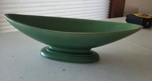 Red Wing USA 5006 Green Pottery Console Bowl Planter Mid Century