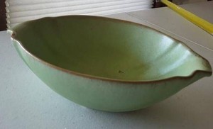Frankoma Pottery 201 Green Oval Serving Bowl Mid Century