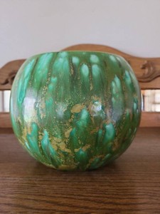 Unmarked Green Drip Glaze Art Pottery Jardiniere Cachepot Planter