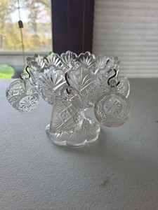 Vintage Pressed Glass Punch Bowl Set Pedestal Bowl With 6 Cups