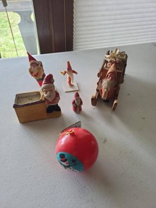 Vintage Christmas Santa Figurines & Ornament Mixed Holiday Decor Lot