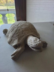 Solid Stone Turtle Garden Statue Natural Finish 14in Decor