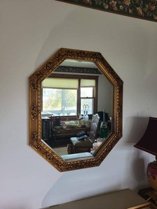 Vintage Octagonal Gold Gilt Ornate Wall Mirror 30x36 Framed