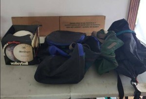 Vintage Sports Gear Lot MacGregor Volleyball w Box & Duffel Bags