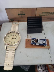 Desk Decor Lot Watch Wall Clock Mercedes Pen Holder File Organizer