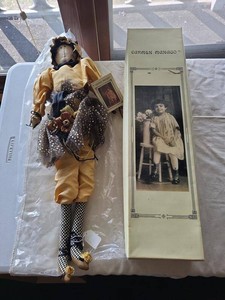 Carmen Manago Cloth Art Doll Black Gold Costume w Box Tag