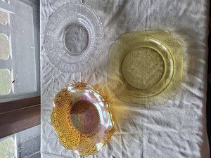 Vintage Depression & Carnival Glass Serving Plate Bowl Lot