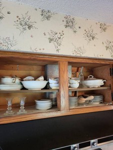 Edelstein Bavaria 1187 Gold Trim China Lot w Glassware Covered Dish