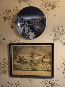 Vintage Winter Wall Decor Plate & Framed The Road-Winter Print