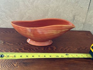 McCoy USA Art Pottery Console Bowl Orange Pedestal Planter Vintage