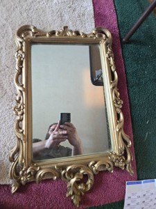 Ornate Gold-Tone Rococo Style Wall Mirror 30 x 24 Decorative Frame