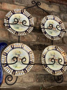Lot of Assorted Deer Themed Ceramic Decor & Plate Wall Rack