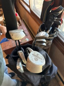 Assorted Golf Clubs With 2 Bags Woods Irons Putters Headcovers