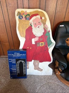 Vintage Santa Wood Cutout & All Season Pre Lit Celebration Arch