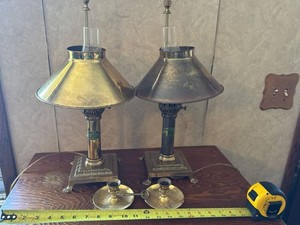 Orient Express Style Brass Table Lamps & Brass Candlesticks