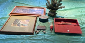 Lot of Vintage Fishing Decor Framed Prints Bobbers Box Planter