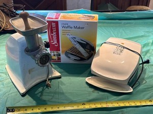 Sunbeam Waffle Maker & George Foreman Grill with Vintage Grinder