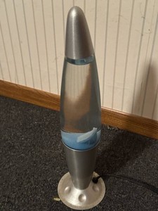 Unbranded Silver Rocket Lava Lamp Blue Liquid Model LP-20A