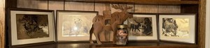 Set of 4 Framed Wildlife Prints Rustic Cabin Lodge Wall Art