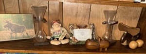 Lot of Rustic Cabin Decor Moose Art Wood Sconces Frame Plush Toy