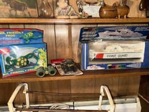 Vintage Toy Lot Mr. Friendly Frog Coast Guard Boat Radio Flyer