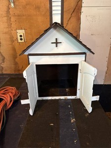 Handmade Wooden Church Dollhouse Display Cabinet White Brown