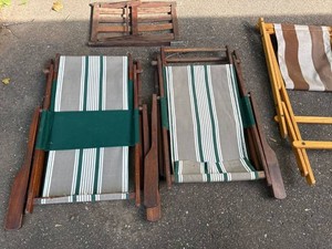Vintage Folding Wood Sling Lawn Chairs Mixed Patio Chair Lot