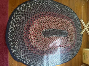 Vintage Hand Braided Oval Rag Rug Multicolor Primitive Farmhouse 78in