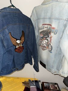 Pair of Denim Jackets w Harley-Davidson Graphics Womens L
