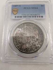1897-S Morgan Silver Dollar PCGS MS64 Toned