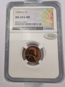 1954-S Lincoln Cent NGC MS65 RB