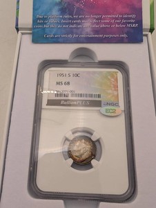 1951 S Roosevelt Dime NGC MS 68 EC2