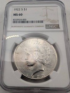1922 S $1 NGC MS 60 Coin